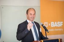 Martin Brudermüller, CEO and CTO, BASF SE, announced a $7 million donation from BASF to UC Berkeley at the 2018 CARA Summer Symposium. Martin Brudermüller, CEO and CTO, BASF SE, announced a $7 million donation from BASF to UC Berkeley at the 2018 CARA Summer Symposium.