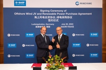 BASF and Mingyang have agreed to jointly construct and operate an offshore wind farm in South China and have therefore formed a joint venture named Mingyang BASF New Energy (Zhanjiang) Co., Ltd. Dr. Martin Brudermüller, Chairman of the Board of Executive Directors of BASF SE (left side) and Shen Zhongmin, Co-Chairman of the Board of Mingyang Group. 