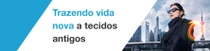 Uma mulher usando uma jaqueta preta casual em frente a uma paisagem urbana de Xangai. Um redemoinho colorido de luz aparece à direita. O texto diz “Trazendo nova vida aos tecidos antigos” Uma mulher usando uma jaqueta preta casual em frente a uma paisagem urbana de Xangai. Um redemoinho colorido de luz aparece à direita. O texto diz “Trazendo nova vida aos tecidos antigos”