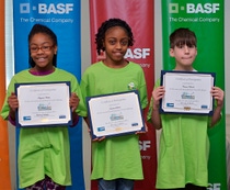 The top four placing Suffolk elementary school students at the The Hampton Roads You Be The Chemist Challenge® on Saturday, March 21 at the BASF Suffolk site will advance to the Virginia State Challenge on Saturday, April  25, also at the BASF Suffolk location. From left to right are: 
Ariyahna Cheeks- 1st Place (left) - Mack Benn Jr. Elementary 
Jamauri Demiel-  2nd Place (middle) - Booker T. Washington Elementary
Conner Kauwell - 3rd Place (right) - Mack Benn Jr. Elementary
Jaylen Daughtrey - 4th place (not pictured) - Booker T. Washington Elementary