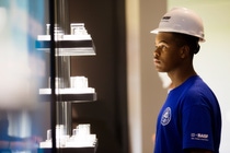 Kaylon Hebert, St. Amant High School students, explores the BASF Innovation Center at the Geismar site prior to taking a tour of the chemical manufacturing facilities. Kaylon Hebert, St. Amant High School students, explores the BASF Innovation Center at the Geismar site prior to taking a tour of the chemical manufacturing facilities.