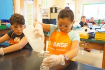 Students at Thomas Jefferson Elementary School in Morristown, NJ, work together while having fun creating chemistry. Students at Thomas Jefferson Elementary School in Morristown, NJ, work together while having fun creating chemistry.
