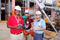 Dedrick Franks, ASCC intern, works with Shane Thornton, Supervisor, Maintenance Instrument and Electrical, and Tim Baxter, Technician, Instrument and Electrical, to troubleshoot a control valve. 
BASF Summer Interns Program! MCINTOSH, AL
All Rights Reserved, BASF Summer Interns Program!
http://courtlandrichards.zenfolio.com/
Copyright © 2016 Courtland William Richards
All Rights Reserved