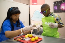 Young student enjoys hands on science experiment at the BASF Kids’ Lab hosted by LASM. Young student enjoys hands on science experiment at the BASF Kids’ Lab hosted by LASM.