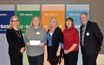 Pictured from left to right, Robin Rotenberg, Vice President of Corporate Communications for BASF in North America; Jessica McMasters, Science Teacher; Patricia Hester-Fearon, Science Teacher; Elaine McCarthy, Science Teacher; Robert Zika, Principal at Lincoln Middle School Pictured from left to right, Robin Rotenberg, Vice President of Corporate Communications for BASF in North America; Jessica McMasters, Science Teacher; Patricia Hester-Fearon, Science Teacher; Elaine McCarthy, Science Teacher; Robert Zika, Principal at Lincoln Middle School