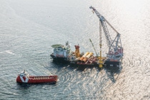 Construction work for the Hollandse Kust Zuid offshore wind farm in the North Sea. Construction work for the Hollandse Kust Zuid offshore wind farm in the North Sea.