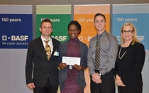Pictured from left to right, Chris Nowell, Advanced Placement Environmental Science Teacher; Naa-Adjorkor Marques, Honors Biology Teacher; Paul Richard, Honors Geometry Teacher; Robin Rotenberg, Vice President of Corporate Communications for BASF in North America Pictured from left to right, Chris Nowell, Advanced Placement Environmental Science Teacher; Naa-Adjorkor Marques, Honors Biology Teacher; Paul Richard, Honors Geometry Teacher; Robin Rotenberg, Vice President of Corporate Communications for BASF in North America