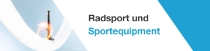 Nahaufnahme eines transparenten Aerothan® Fahrradschlauchs mit Ventil vor einem hellblauen Hintergrund mit einem Lichtwirbel. Der Text lautet: „Radsport und Sportequipment."