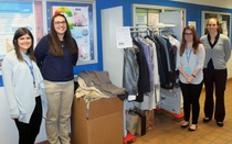 BASF Women in Business members Ilona Kulesh, Katie Cook, Amanda Taylor and Dana Orozco help coordinate the clothing drive for Dress for Success.