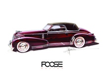 Rendering of the 1939 Cadillac Coupe restyled by Chip Foose painted with Glasurit 90 Line.