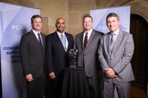 On May 2, the FCA Sustainability Supplier of the Year award was presented to BASF. Accepting the award: Bill Hall, Director Sustainability and Business Continuity, FCA US LLC, Nader Mahmoud, BASF Vice President Market and Customer Development North America, Chris Toomey, Sr. Vice President Coatings Division North America at BASF and Scott Thiele, Chief Purchasing Officer, FCA – Global.