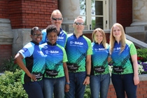 Six of the nine employees who represented Team BASF in the Wish-A-Mile bicycle tour to raise funds for the Make-A-Wish Foundation. They are (from left): Katherine Grisson, Simone Bright, Gary Lambert, Thomas McKay, Kellie Long, and Jill Schumacher. Additional BASF cyclists not pictured: Suzanne Gessner, Catherine Ruiz, and Ken Perry. Six of the nine employees who represented Team BASF in the Wish-A-Mile bicycle tour to raise funds for the Make-A-Wish Foundation. They are (from left): Katherine Grisson, Simone Bright, Gary Lambert, Thomas McKay, Kellie Long, and Jill Schumacher. Additional BASF cyclists not pictured: Suzanne Gessner, Catherine Ruiz, and Ken Perry.