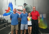 (Left to right) Auto & Marine Finishes co-owners Chris McDevitt and Jonathan Niehaus, Financial Manager Sara Niehaus and BASF Network Development Manager Gerry Malloy at their new BASF ColorSource location in Sarasota, Florida.