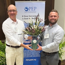 Environmental Specialist Wayne Goldman (left) and Asset Management Engineer Conner Denton (right) celebrating BASF’s Environmental Stewardship Award Environmental Specialist Wayne Goldman (left) and Asset Management Engineer Conner Denton (right) celebrating BASF’s Environmental Stewardship Award
