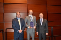 John Putro, Industry Manager, Hygiene Products North America, BASF accepts the 2016 IDEA Achievement Award during an event recognizing innovation in nonwovens across seven categories. John Putro, Industry Manager, Hygiene Products North America, BASF accepts the 2016 IDEA Achievement Award during an event recognizing innovation in nonwovens across seven categories.