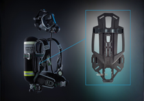 The carrier plate of the MSA M1 breathing apparatus is made from Ultramid® A3XZC3 ESD - a highly impact modified, carbon fiber reinforced plastic with V 0 flame retardancy from 1.5 mm, reduced surface resistivity for more safety in EX zones, and high mechanical stability - the handle of the carrier plate is rated for emergency loads up to 200 kg.
Photo: BASF