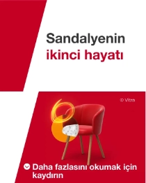 A classic lounge chair with ottoman in a modern living room with a light swirl. The text reads: "One chair, two lives." A classic lounge chair with ottoman in a modern living room with a light swirl. The text reads: "One chair, two lives."