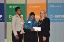 Pictured from left to right, Dr. La’Quetta Small, Principal; Aisha White, Science Teacher; Robin Rotenberg, Vice President of Corporate Communications for BASF in North America Pictured from left to right, Dr. La’Quetta Small, Principal; Aisha White, Science Teacher; Robin Rotenberg, Vice President of Corporate Communications for BASF in North America
