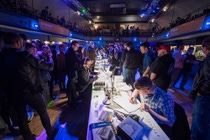 More than 500 people attended the 2018 Sketchbattle to watch 15 artists compete in a boxing-themed automotive sketching competition at the St. Andrews Hall in Detroit. (photo by Mike Ferdinand) More than 500 people attended the 2018 Sketchbattle to watch 15 artists compete in a boxing-themed automotive sketching competition at the St. Andrews Hall in Detroit. (photo by Mike Ferdinand)