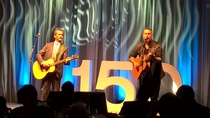 Chris Hadfield and Ed Robertson perform I.S.S. at BASF’s 150th anniversary celebration in Toronto.