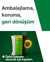Beyaz plastik ambalaja kısmen sarılmış bir sandviç, görüntünün sol tarafında konumlanmış. Sağ tarafta şu metin yer alıyor: “Sar, koru, geri dönüştür.” Beyaz plastik ambalaja kısmen sarılmış bir sandviç, görüntünün sol tarafında konumlanmış. Sağ tarafta şu metin yer alıyor: “Sar, koru, geri dönüştür.”