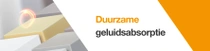 Een groep schuimblokken in verschillende lichte kleuren voor gebruik in duurzame geluidswerende oplossingen. Een lichtwerveling zweeft boven de blokken. De tekst luidt: "Duurzame geluidsabsorptie."&nbsp;