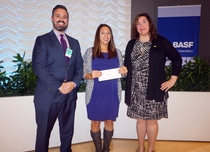 Pictured from left to right, Dr. Samuel Rosetti, Superintendent; Jilian DuPont, 6th, 7th, and 8th grade Science teacher; Molly Borst, Manager of Science Education, North America, for BASF.