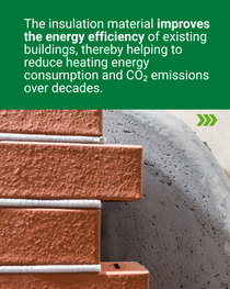 Cross-section of a brick cavity wall showing insulation material between masonry layers to improve the energy efficiency of buildings.