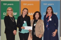 Pictured from left to right, Robin Rotenberg, Vice President of Corporate Communications for BASF in North America; Jamie Wall, Science Educator; Barbara Longo, Superintendent of Schools; Liz Ricafort, Instructional Supervisor of Science Pictured from left to right, Robin Rotenberg, Vice President of Corporate Communications for BASF in North America; Jamie Wall, Science Educator; Barbara Longo, Superintendent of Schools; Liz Ricafort, Instructional Supervisor of Science