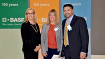 Pictured from left to right, Robin Rotenberg, Vice President of Corporate Communications for BASF in North America; Dr. Sarah O’Donnell, Biology & Environmental Sciences Teacher; Jamil Maroun, Supervisor of Science, Social Students and Library/Media Services Pictured from left to right, Robin Rotenberg, Vice President of Corporate Communications for BASF in North America; Dr. Sarah O’Donnell, Biology & Environmental Sciences Teacher; Jamil Maroun, Supervisor of Science, Social Students and Library/Media Services