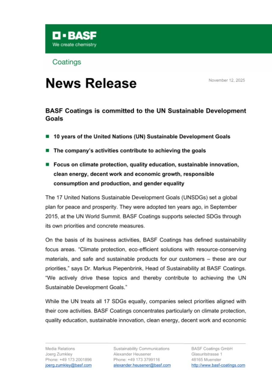 20251112_PI_BASF_Coatings_UN Sustainability Goals_ENGLISH