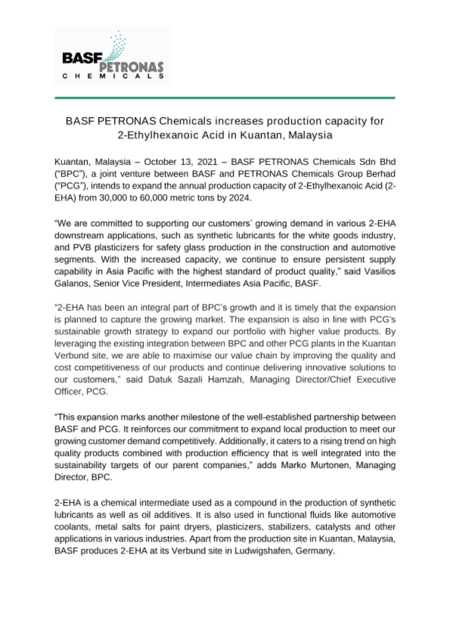 2-Ethylhexanoic Acid in Kuantan