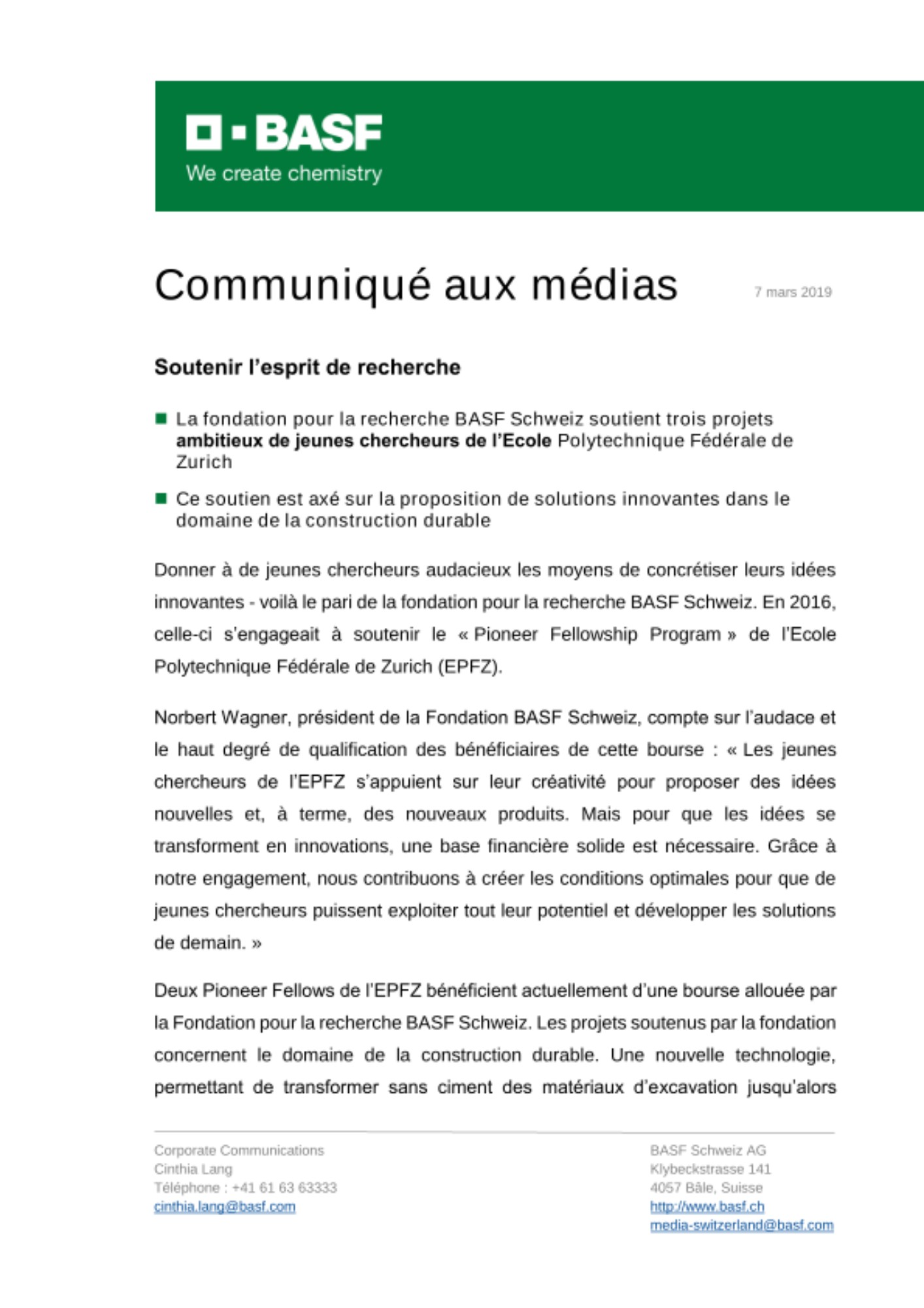 Soutenir l’esprit de recherche Soutenir l’esprit de recherche