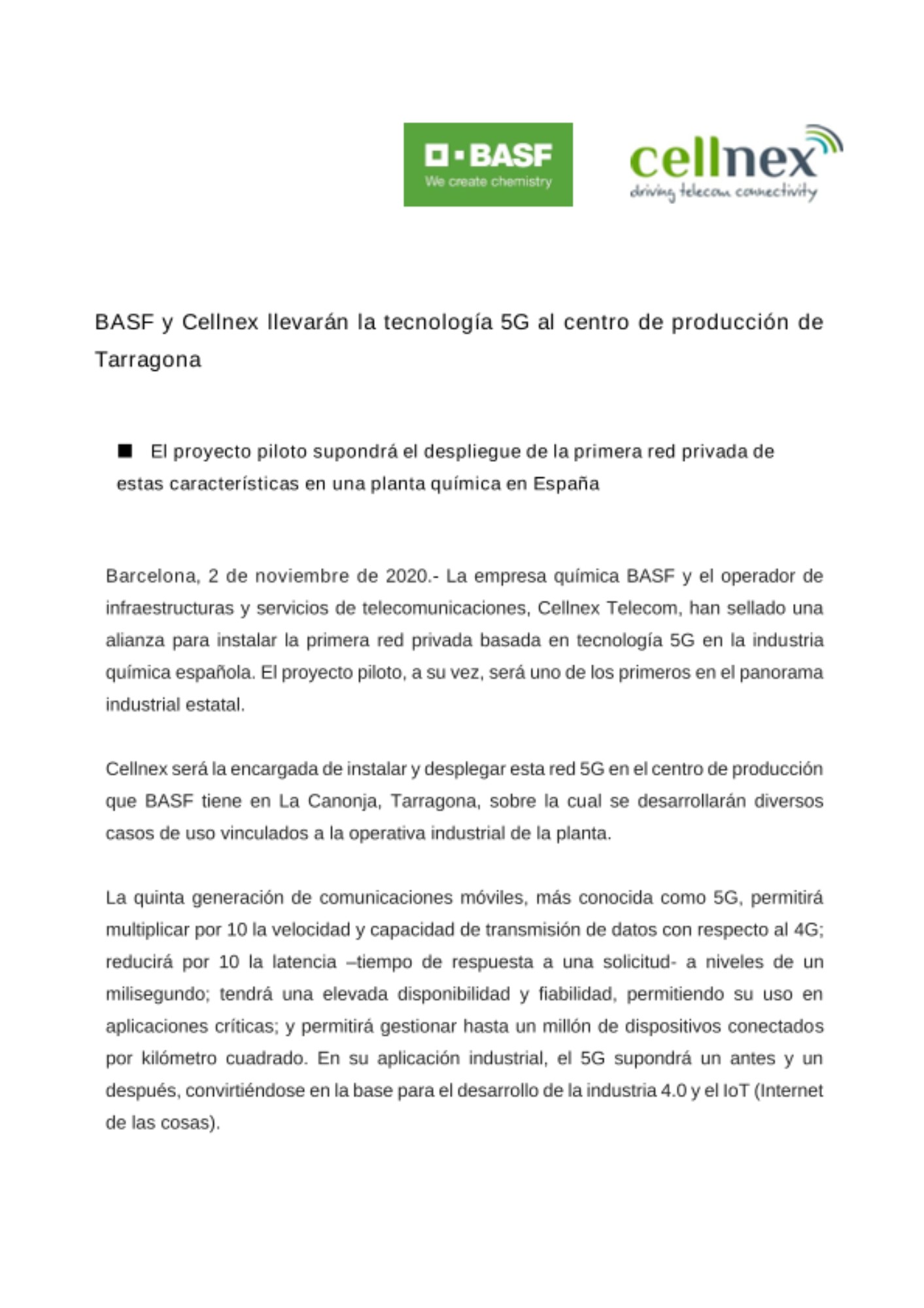 NP Red 5G en el centro BASF de Tarragona