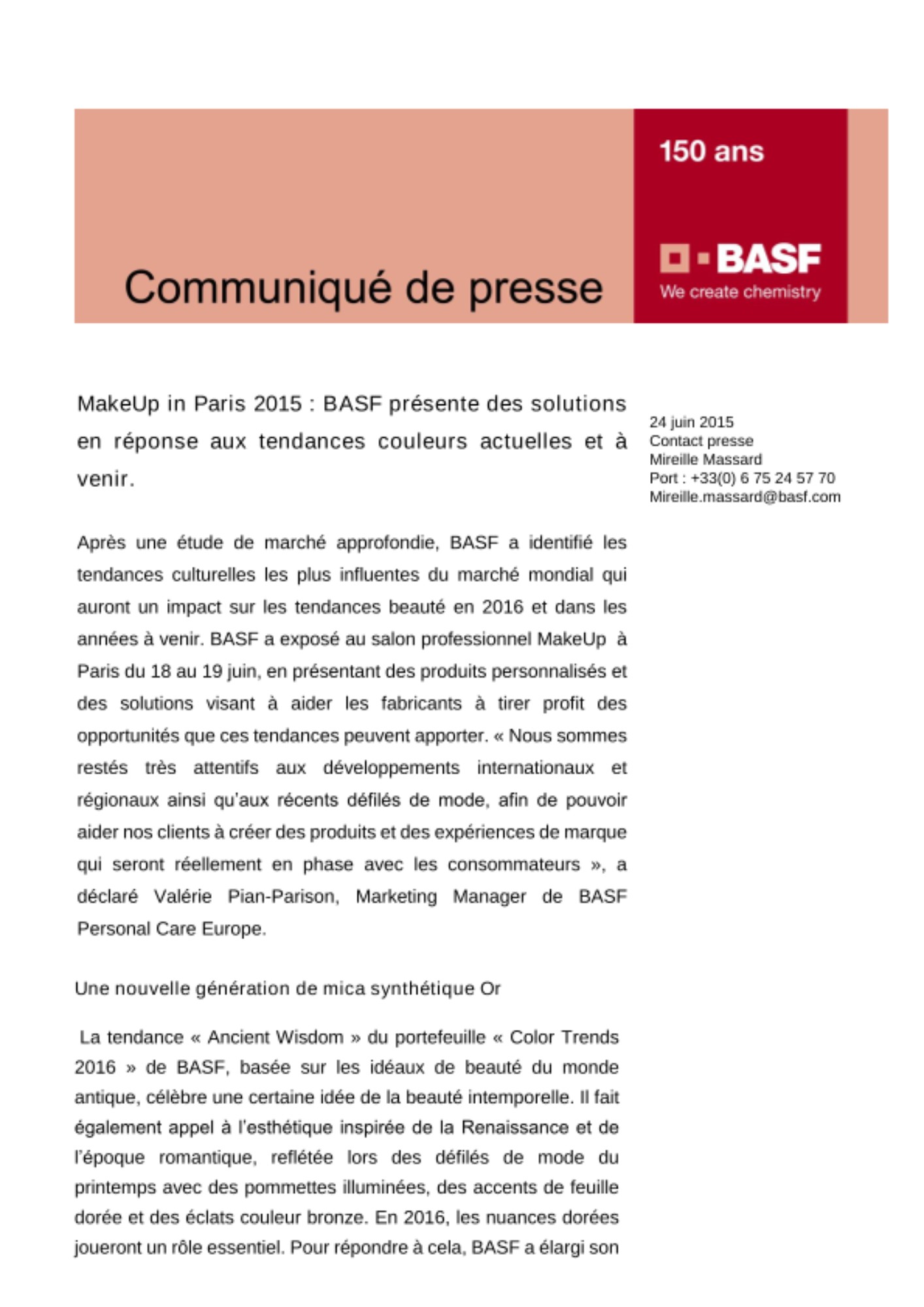 BASF présente des solutions en réponse aux tendances couleurs actuelles et à venir.