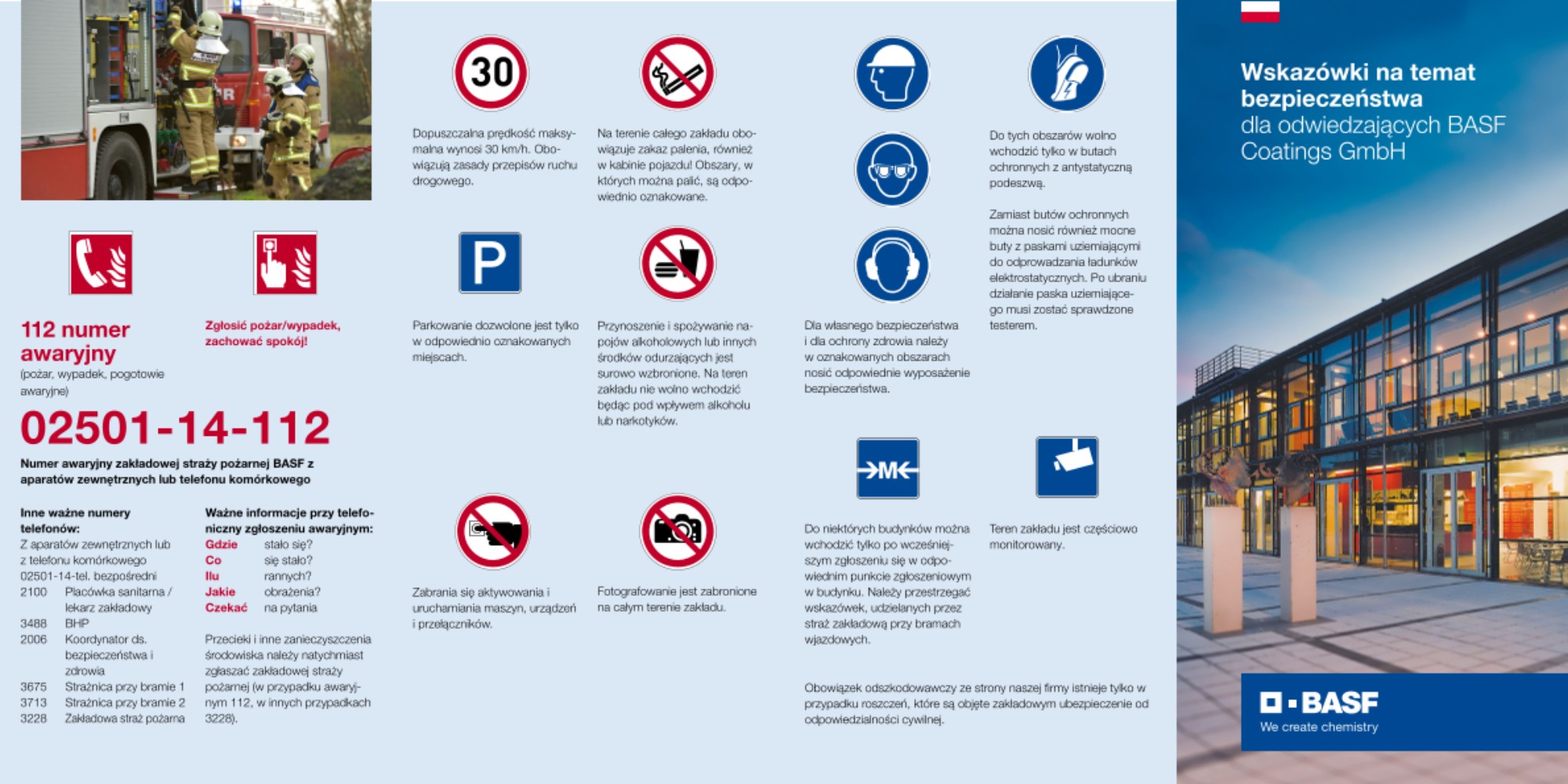 Sicherheitshinweise für Besucher am Standort Münster in polnischer Sprache