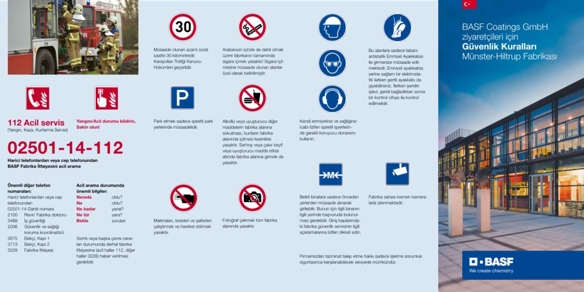 Sicherheitshinweise für Besucher am Standort Münster in türkischer Sprache