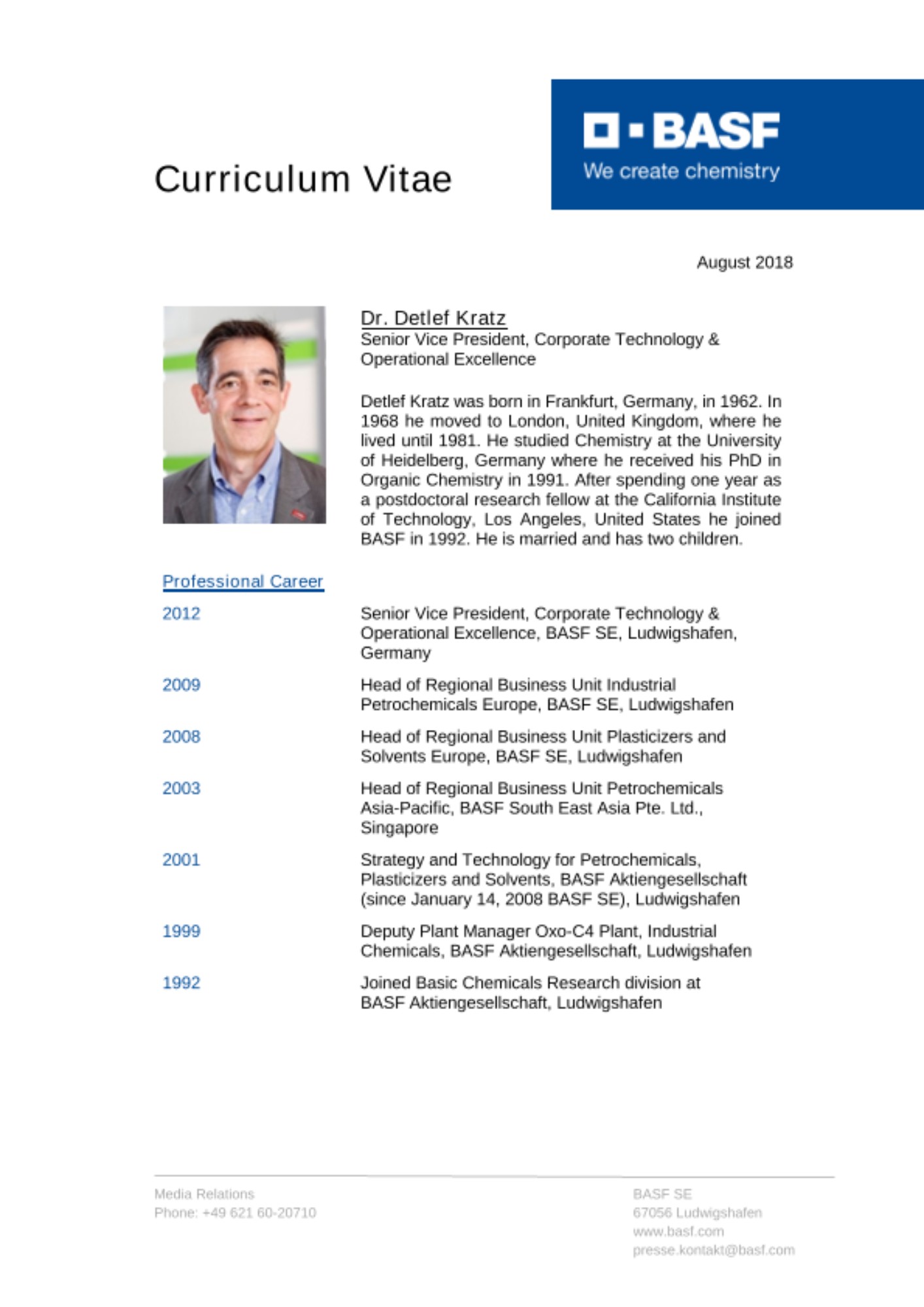 Curriculum Vitae - Kratz Curriculum Vitae - Kratz